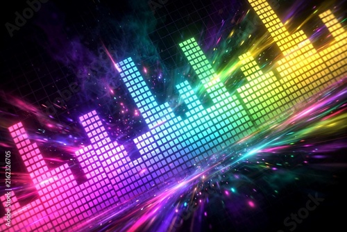 Abstract Colorful Neon Equalizer LED Lights Pattern Background