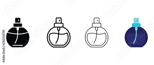 perfume bottle icons in different colors and styles isolated on transparent background for digital design use