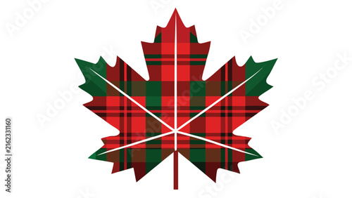 Editorial plaid maple leaf pattern vector illustration with seasonal background checkered forestry traditional november environment decorative illustration vector illustration