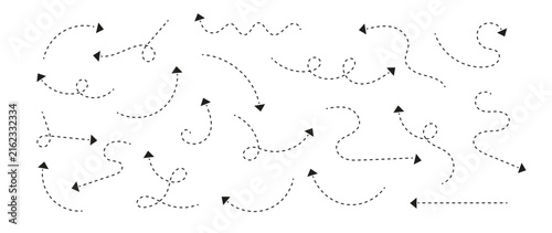 Cuadro en lienzo Dotted path trajectory arrow lines