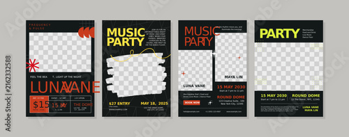 Flat Live Music Festival Social Media Flyer Template Set