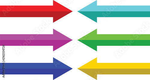 Colorful flat arrow icons pointing towards center for infographics