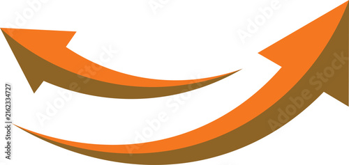 Orange curved arrows pointing up for business growth and success