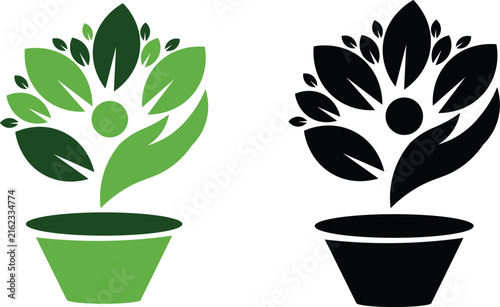 Eco friendly wellness logo character for healthcare and nature branding