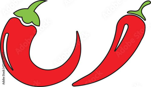 Red chili pepper graphic icons for spicy restaurant food menu design