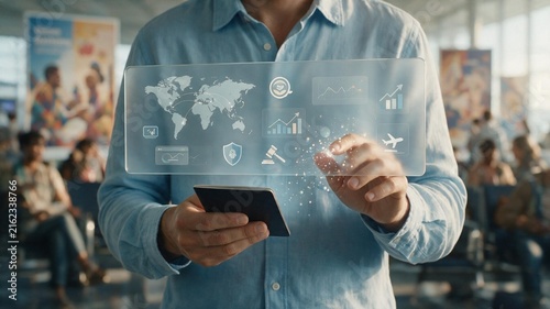 Traveler Reviewing Defunct Airline Data Purchase For Global Cultural Exchange Innovation