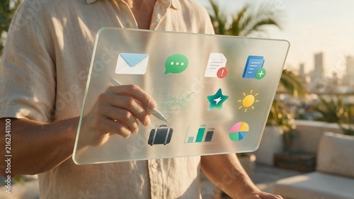 Google Acquires Spirit Airlines Data Auction Analysis on Summer Rooftop Terrace With Digital Overlay