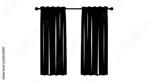 Blackout curtains with rod and finials simple graphic silhouette drapes window treatment fabric textile interior decor home