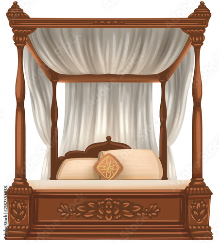 Canvastavla Canopy Wooden Bed