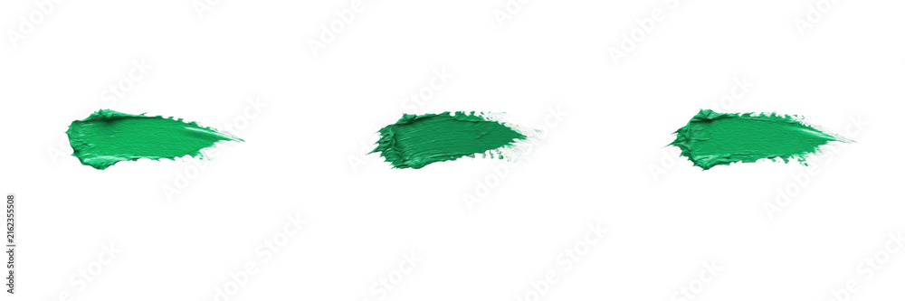 Fototapeta premium Set Vibrant Green Makeup Lipstick Or Paint Smear Stroke Collection Cosmetic Swatch Sample Beauty Product Texture Makeup Art Tone Shade Pigment Palette Color