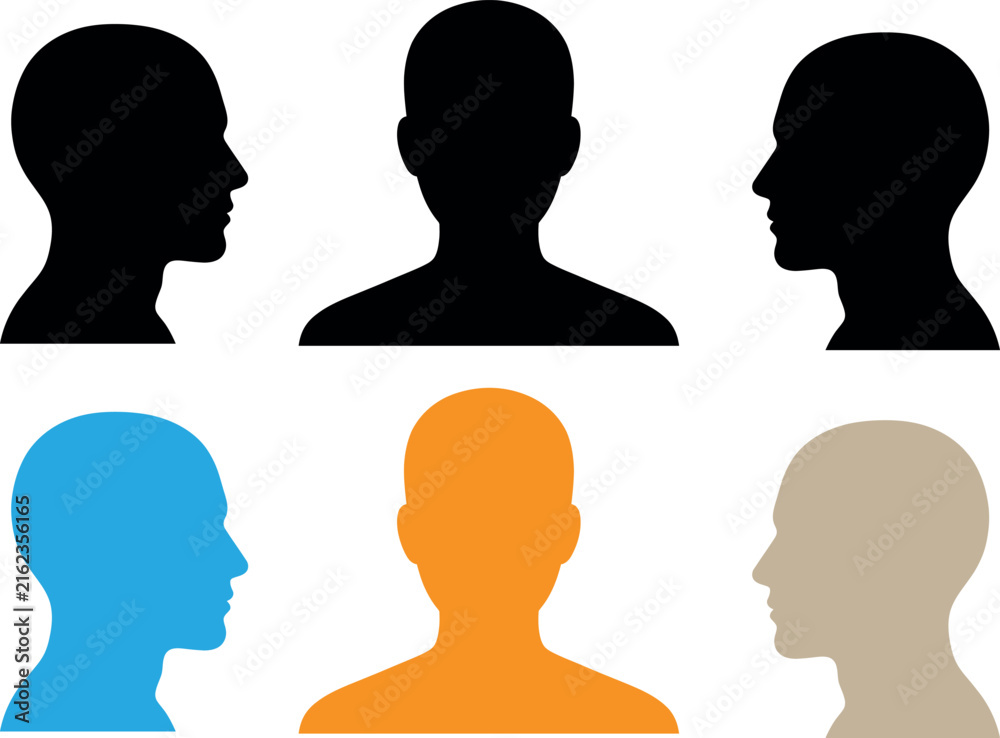 Fototapeta premium Human profile silhouette vector illustration with diverse colors for identity and social projects.