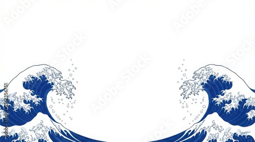 Stylized ocean waves isolated on white background