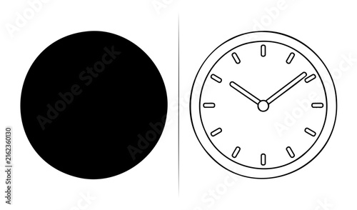 Clock Illustration with a Circular Element. Timekeeping Design for Various Creative Projects