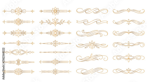 Elegant gold filigree dividers classic border elements.