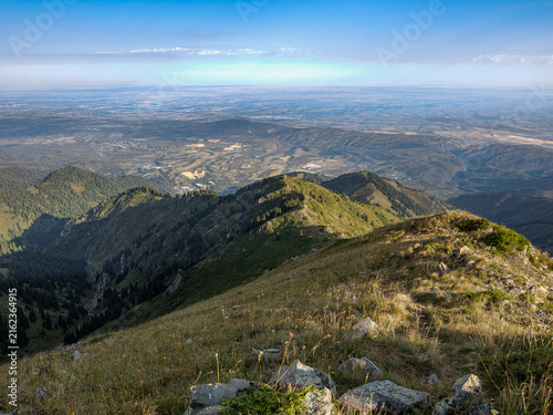 Canvastavla Landscape Kazachstan, NATURE, mountain trees, river grees , clubs,, blue, peak,