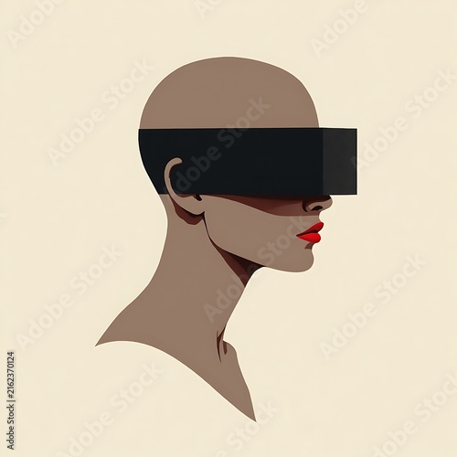 Human Profile Blinded by a Single Black Geometric Idea