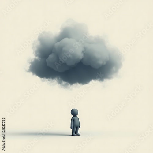 Small Person Standing Beneath a Heavy Cloud of Mental Haze