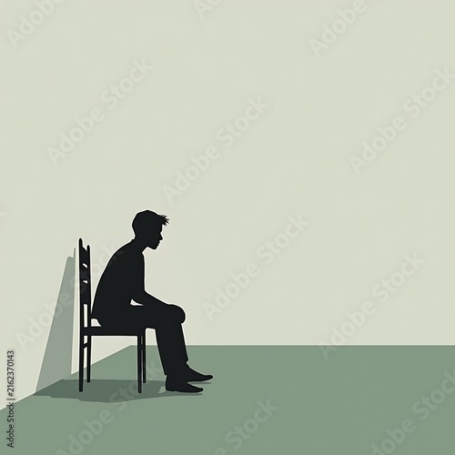 Mentally Destabilized Person Seated Above a Slightly Tilting Floor