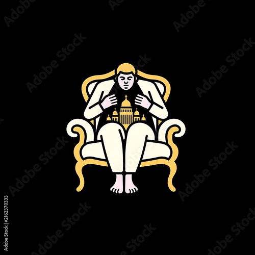 Self Absorbed Person on Ornate Chair With Inner Palace Emerging