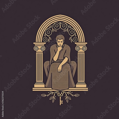 Person in Deep Thought Beneath Ornate Golden Vaulted Architecture