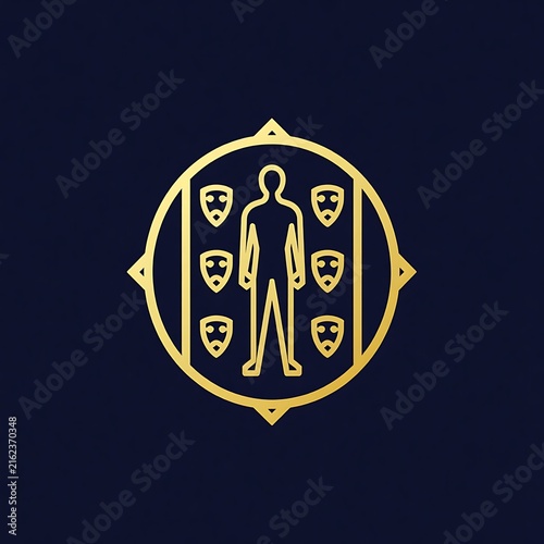 Stylized Person Between Ornate Mirrors and Floating Masks