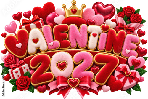 Valentine's Day Celebration 2027 with Romantic Red Hearts and Roses Collection