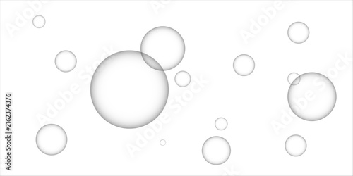 Bild auf Leinwand Abstract background with floating transparent bubbles and circles on white backdrop