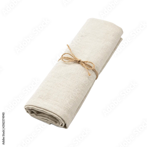 Rolled Linen Table Runner Isolated