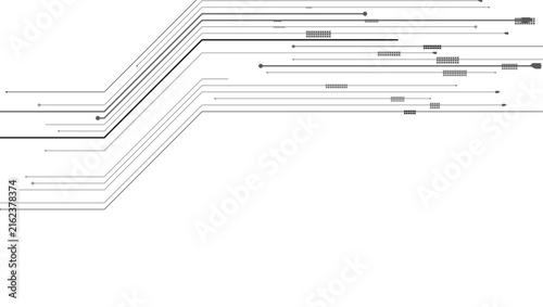 Abstract digital data stream technology lines with connection points and information flow vector illustration