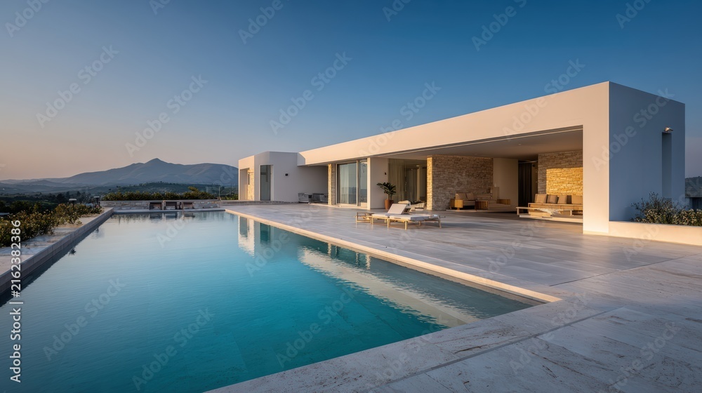 Fototapeta premium Luxury Modern Villa With Large Swimming Pool