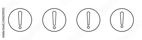 Set of black stroke exclamation mark icons. Exclamation sign icon, important mark, warning in circle outline. eps10
