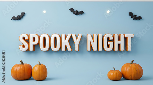 Spooky night halloween pumpkins bats festive decoration