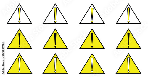Exclamation icon set in triangle. yellow Warning Icon. Caution Icon. Attention Icon. Danger Icon Vector Illustration