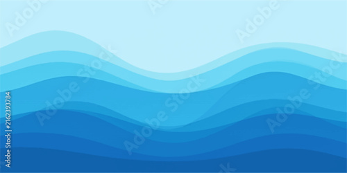 Принти на полотні Abstract Blue Wave Background with Flowing Water Lines and Dynamic Curves, Ocean
