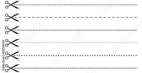 Scissors Cut Line Collection with Dashed, Dotted, and Coupon Border Style