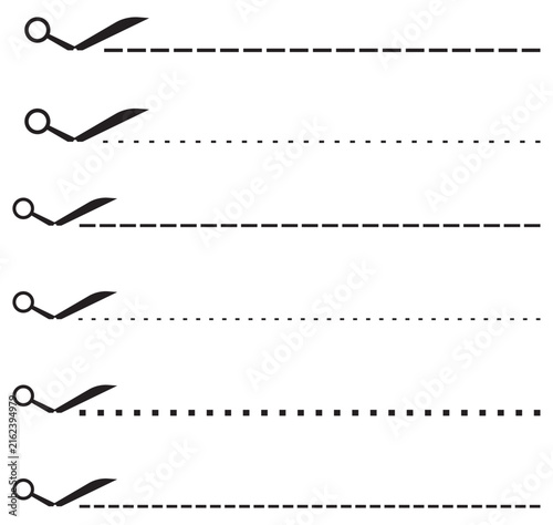 Scissors Cut Line Collection with Dashed, Dotted, and Coupon Border Style