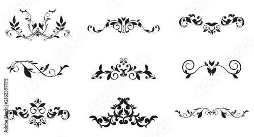 Elegant Decorative Floral Swirl Flourish Ornament Vector Collection Set