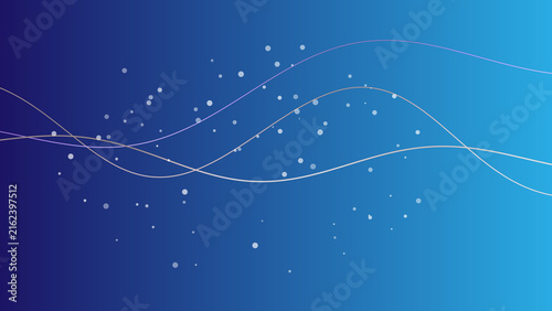 Abstract blue background with flowing dotted lines and digital particle light waves