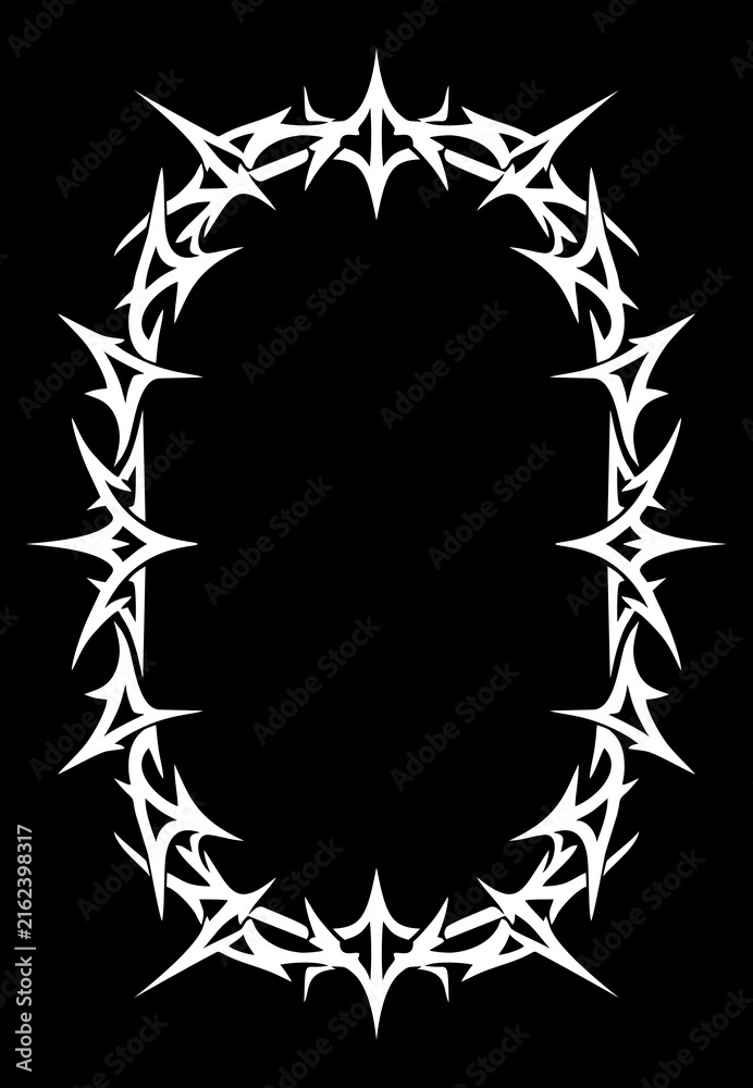 Fototapeta premium Spiked Ring Vertical Oval Cartouche Border With Uniform Sharp Projections