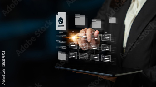 фотографія Task management workflow dashboard visualizing to-do lists, ongoing tasks, revie