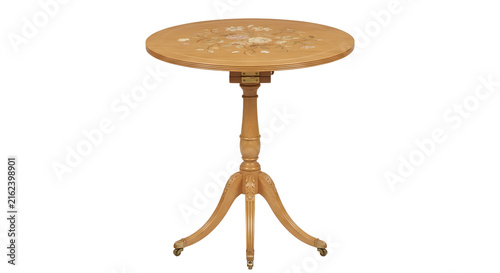 Cuadro en lienzo Round wooden occasional table with floral marquetry inlay