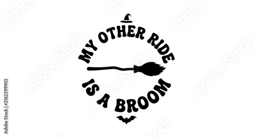 Witch's Broom Halloween Vector Art, 