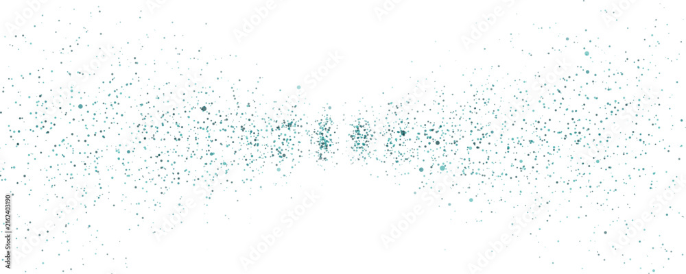 Obraz premium Abstract teal particles exploding outward with soft lighting and a white background for graphic design