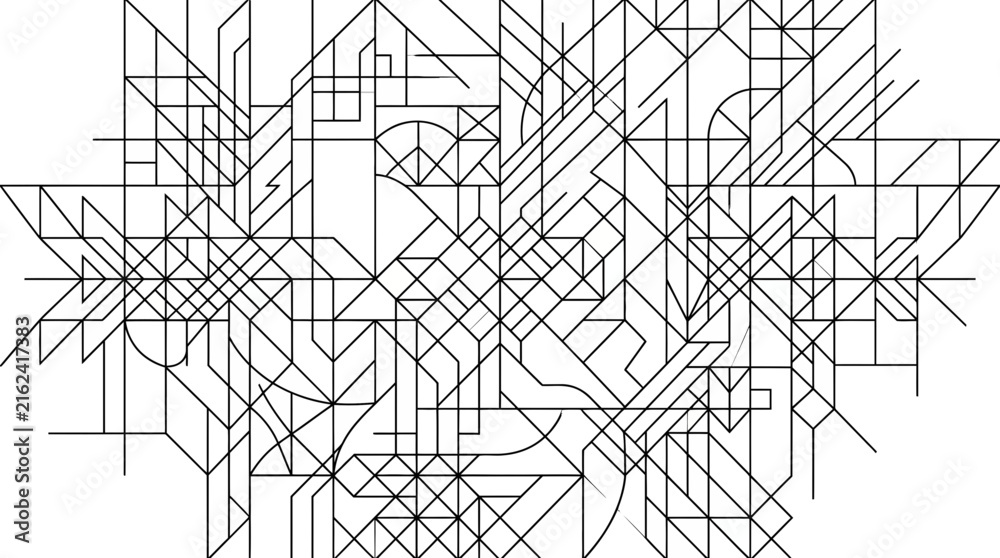 Fototapeta premium Abstract geometric black line circuit board pattern.