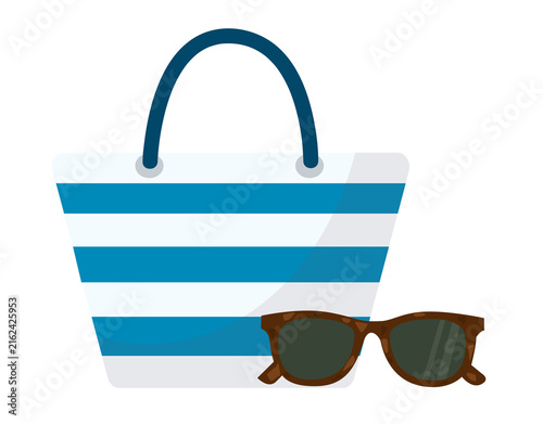 Striped Beach Tote Bag and Sunglasses