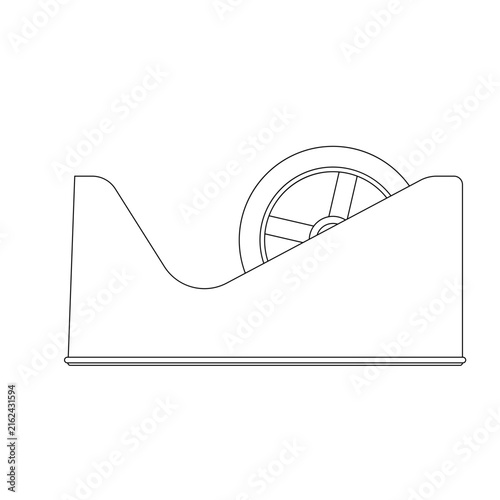 Desktop Tape Dispenser Outline Icon Illustration on White Background