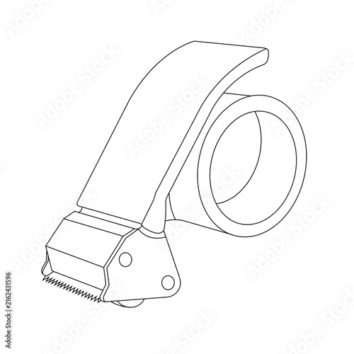 Handheld Tape Dispenser Outline Icon Illustration on White Background