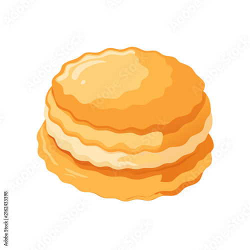 Buttermilk biscuit with warm baked surface. Vector illustration. Minimal clean drawing. Food, packaging, menus and culinary design.
