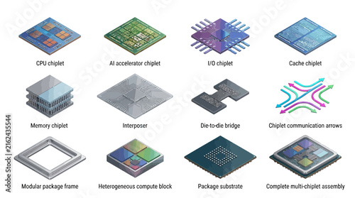 Photography Isometric computer chiplet collection