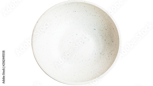 Konstfotografi Speckled white ceramic bowl with blue flecks, isolated on transparent background